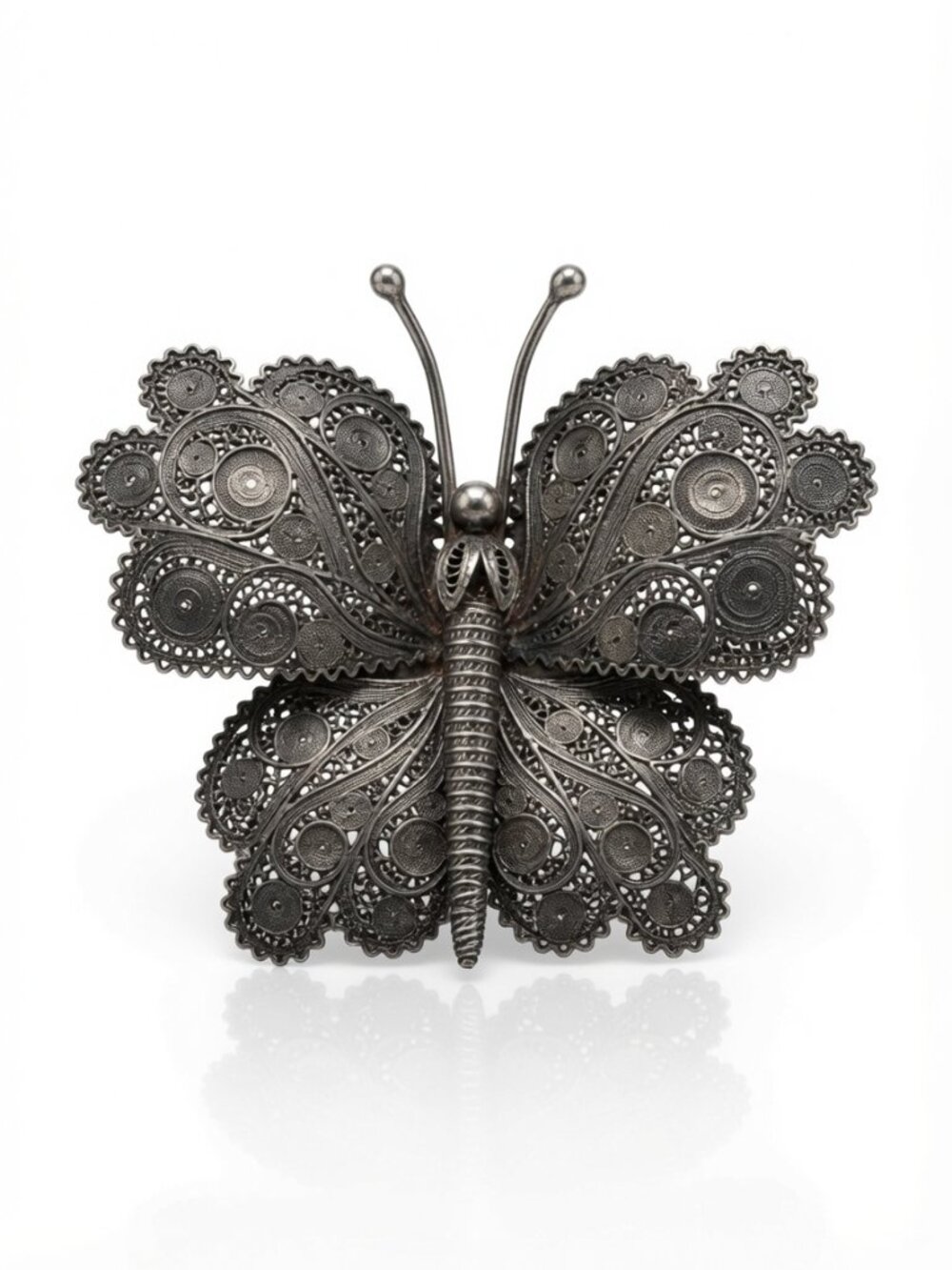 Classic, Vintage Solid Sterling Silver Butterfly Brooch / Pendant